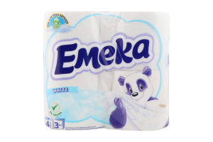 Бумага туалетная 3-х слойная White Emeka 4шт