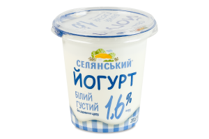 Йогурт 1.6% густой без добавления сахара Белый Селянський ст 280г