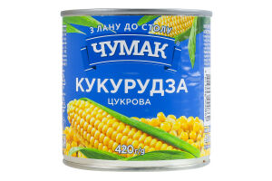 Кукуруза сахарная из целых зерен консервированная Чумак в/с ж/б 420г