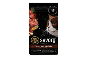 Корм сухой для взрослых котов Fresh Lamb&Turkey Savory м/у 400г
