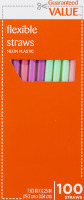 Guaranteed Value Flexible Straws Neon Plastic - 100 CT