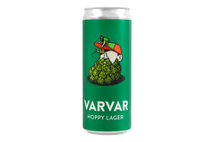 Пиво 0.33л 5.6% светлое нефильтрованное непастеризованное Hoppy lager Varvar ж/б