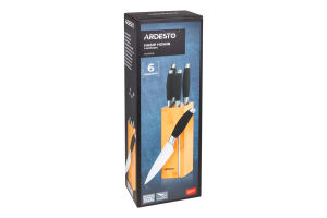 Набір ножів Gemini нержавіюча сталь/пластик з блоком 6предметів Ardesтo