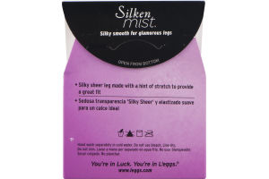 L'eggs Silken Mist Pantyhose Q Control Top Silky Sheer Leg Black Mist