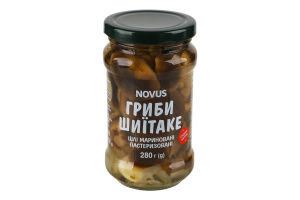 Грибы целые маринованные пастеризованные Шиитаке Novus с/б 280г
