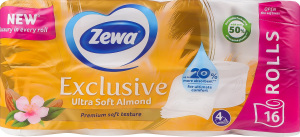 Бумага туалетная 4-х слойная Ultra soft almond Exclusive Zewa 16шт