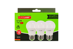Лампа светодиодная 12W E27 4000K Eurolamp 3шт