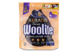 Капсули для прання для чорних та джинсових тканин з кератином Woolite 33х20г