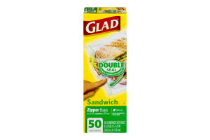 Glad Food Storage Bags, Sandwich Zipper, 50 Count