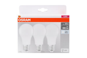 Лампа світлодіодна 8,5W 230V 4000К E27 BASECLA60 3шт Осрам