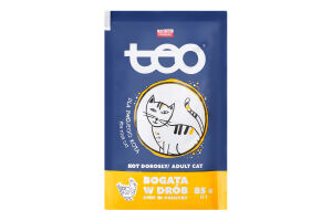 Корм вологий повнораціонний для дорослих котів в соусі з домашньою птицею Тео м/у 85г