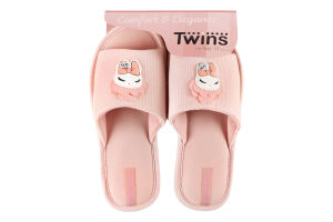 Капці відкриті домашні жіночі Twins №7538 40 сірий/пудровий
