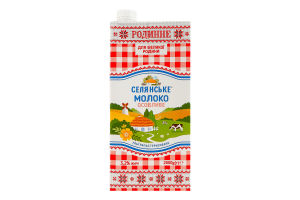 Молоко 3.2% коров'яче ультрапастeризоване Родинне Селянське т/п 2000г