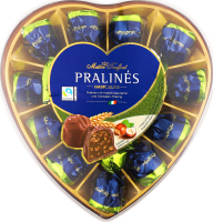 Цукерки Серце Праліне з горіховою начинкою та злаками в молочному шоколаді 165г Метр Трюффо