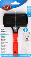 Пуходерка для собак м'яка двостороння пластикова з щіткою 10х17см №2306 Trixie 1шт