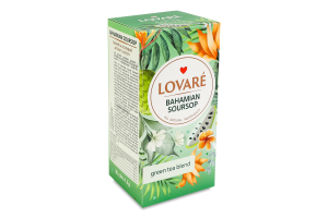 Чай зеленый байховый мелкий с фруктами лепестками цветов и ароматом саусепа Bahamian Soursop Lovare к/у 24х1.5г