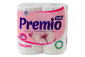 Папір туалетний 2-х шаровий 150 листів Pink Decoro Premio Диво 4шт