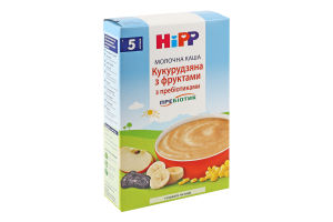 Каша молочна для дітей від 5міс з пребіотиками Кукурудзяна з фруктами Hipp к/у 250г