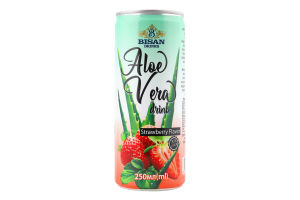 Напій безалкогольний соковий негазований з ароматом полуниці Aloe vera Bisan Drinks з/б 250мл