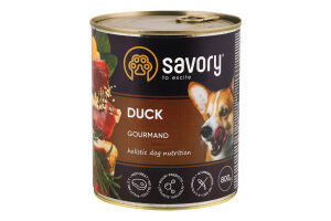 Корм д/собак з качкою 800г ж/б Сейворі