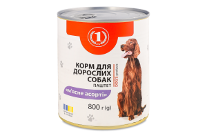 Корм консервированный для взрослых собак Мясное ассорти Паштет ТМ "1" ж/б 800г