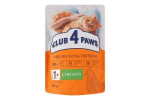 Корм сухий повнораціонний для дорослих котів Курка Premium Club 4 Paws д/п 900г