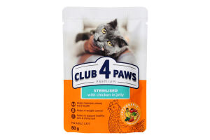 Корм консервований для дорослих стерелізованих котів Sterilised Premium Club 4 Paws д/п 80г
