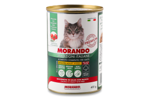 Корм д/котів Шматочки в соусі з яловичиною 405г ж/б Morando Tradizioni