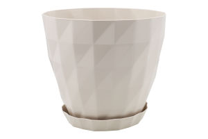 Вазон д/квітів Кристал 1,85л бежевий з підставкою Серінова