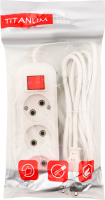 Подовжувач мережевий 3гнізда без заземлення з кнопкою 3м ТF-ESS310-3W Тітанум