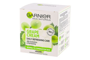 Крем для нормальной и комбинированной кожи лица увлажняющий с экстрактом винограда Skin Naturals Garnier 50мл