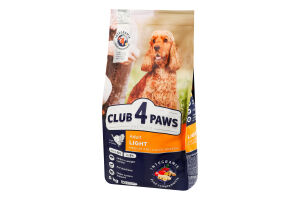 Корм сухий повнораціонний для дорослих собак середніх та великих порід Контроль ваги Light Premium Club 4 Paws м/у 5кг