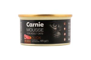 Корм д/дорослих котів Мус з качкою гарбузом журавлиною та желе 85г ж/б Carnie