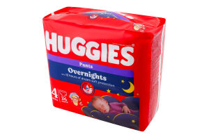 Трусики-подгузники для детей 9-14кг 4 Overnights Pants Huggies 26шт