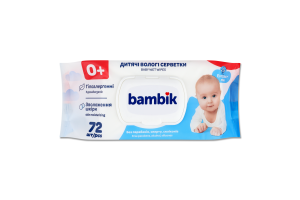 Салфетки влажные для детей с первых дней жизни с экстрактом липы Bambik 72шт