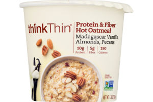 thinkThin Protein & Fiber Hot Oatmeal Madagascar Vanilla, Almonds, Pecans