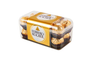 Цукерки вафельні покриті молочним шоколадом та подрібненими лісовими горіхами з начинкою Ferrero Rocher п/у 200г
