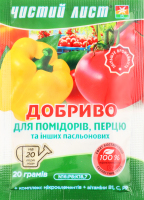 Добриво д/помідорів та перцю кристалічне 20г Чистий Лист