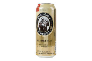 Пиво 0.5л 5% світле пшеничне нефільтроване пастеризоване Naturtrüb Hefe-Weissbier Franziskaner з/б