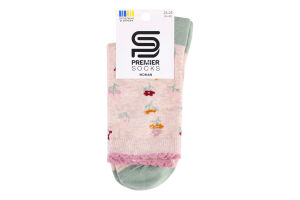 Шкарпетки жіночі Premier socks високі з фістонами квіти р.23-25 св беж 1622