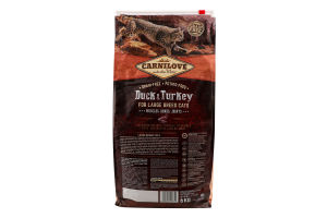 Корм д/котів великих порід з качкою та індичкою сухий 6кг Карнілав