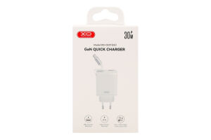 Пристрій зарядний мережевий з висувним кабелем 1USB-A+1USB-C+1TYPE-C 30W ХО