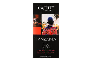 Шоколад Tanzania екстра чорний 72%какао 100г Cachet