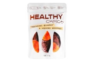 Філейки персикові сушені в чорному шоколаді Healthy Choice д/п 185г