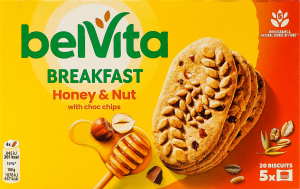 Печенье с шоколадными кусочками Honey&Nut Breakfast BelVita к/у 5x45г