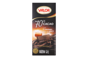 Шоколад 70% чорний з карамеллю та сіллю Valor к/у 100г