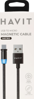 Кабель д/смартфону магнітний micro-USB HV-H6162 Хевіт