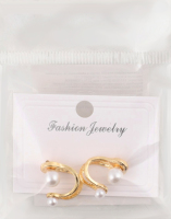 Сережки-гвіздки жовтий метал з камінцями та штучними перлами в асортименті ZBYK250513111