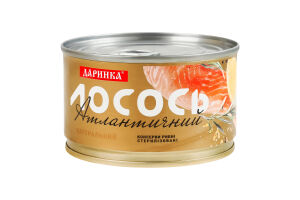 Лосось атлантичний натуральний стерилізований Даринка з/б 240г