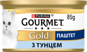 Корм консервований повнораціонний для дорослих котів з тунцем Паштет Gold Gourmet з/б 85г